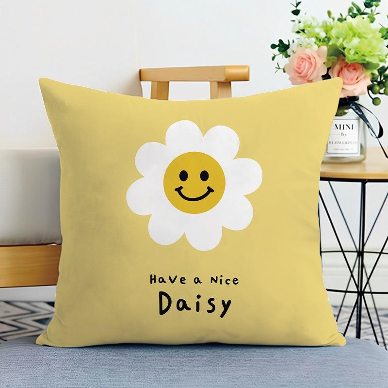 Cartoon Simple Print Decorative Pillowcase Bedroom Living Room Square Cushion Pillowcase