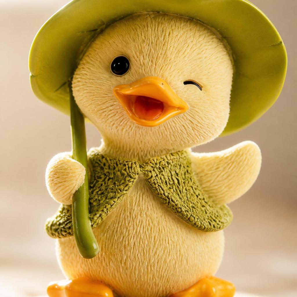 Duck Figurine with Hat Cute Statue Miniature for Tabletop