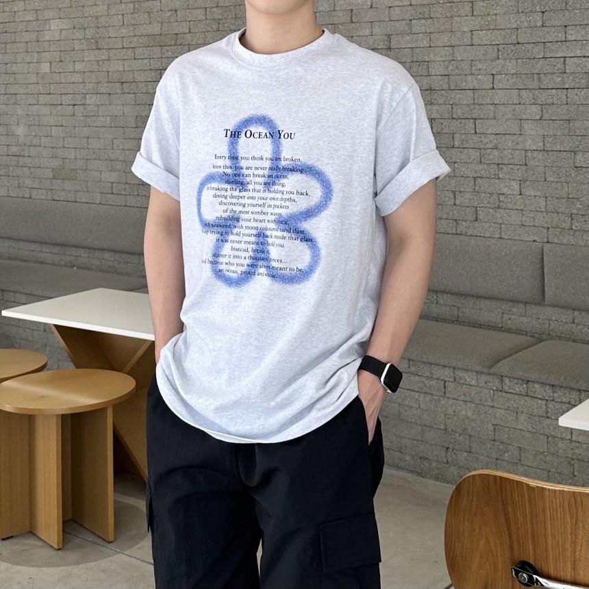 Fashion High Street Printing Pattern Short Sleeve Cotton Crew Neck Top Sports Casual Fashion Loose Streetwear T-Shirt Unisex