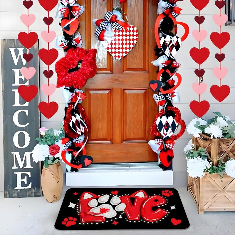 Valentine's Day Doormat Soft, Cosy And Sound-Absorbing Entrance Hall Mat Bedroom Entrance Rug Bedside Carpet Home Décor