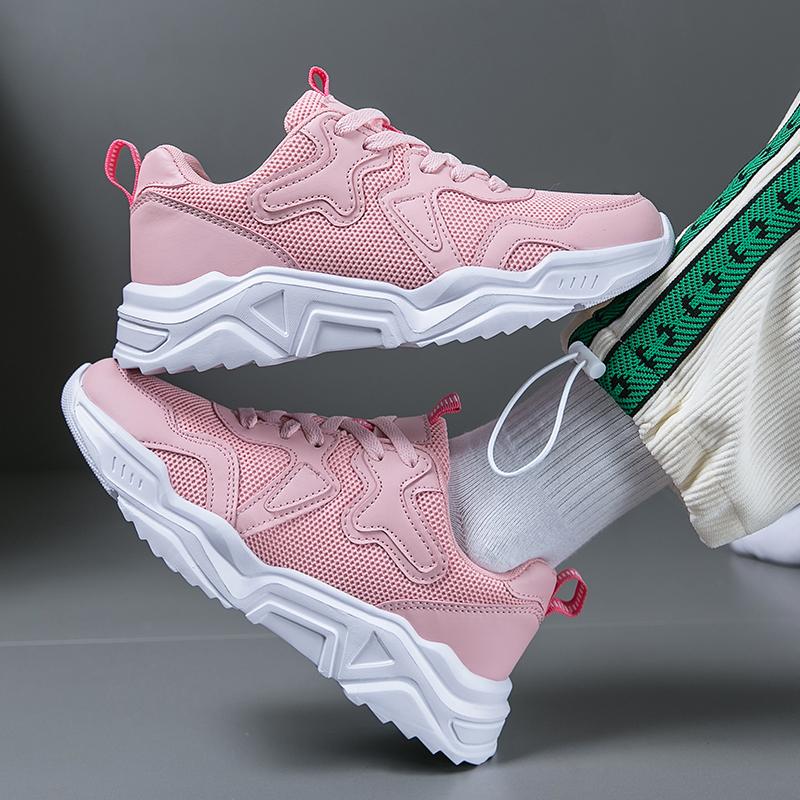 

Модная мужская новая дышащая сетчатая обувь, повседневная обувь на шнуровке, спортивная обувь, 4 цвета 39 розовый