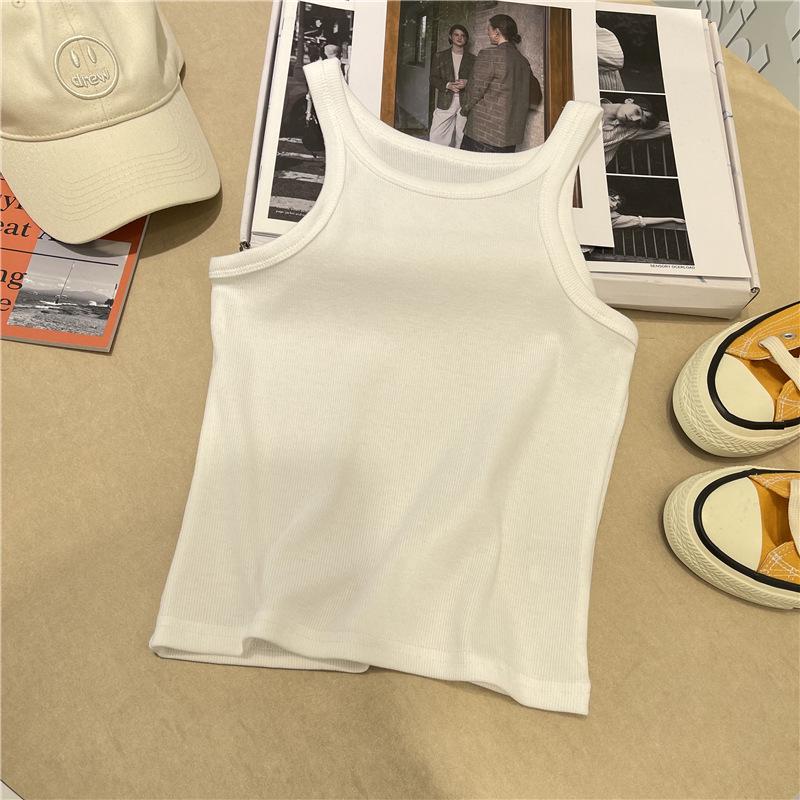 

Женская классическая рубчатая майка: Трендовая майка без рукавов облегающего кроя с прямыми плечами - Идеально для лета Small белый