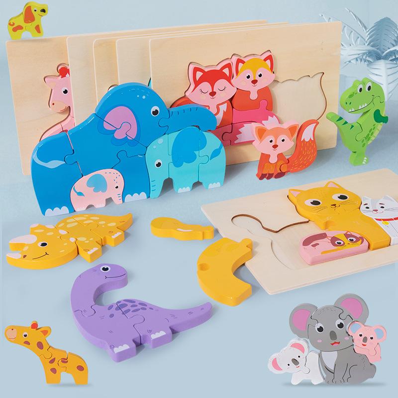 Wooden Animal Stereo Puzzle Children'S Puzzle Early Education Toys