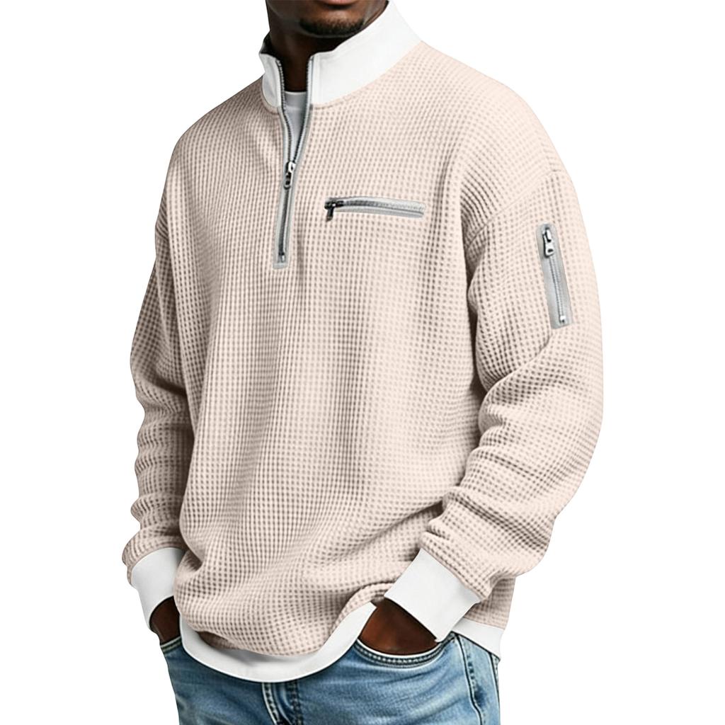 Men Half Zip Casual Mockneck Loose Sweatshirts Long Sleeve Spring Quick Dry Tees Hiking Sports Tops