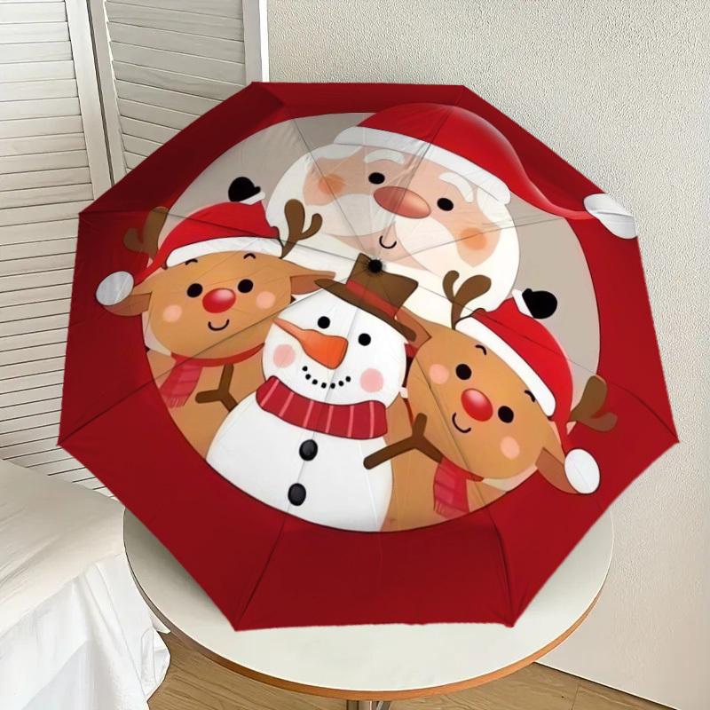 

1pc Christmas Characters: Santa, Reindeer, Snowman Umbrella with Plastic Handle,Suitable for All Seasons Home Travel Outdoor UmbrellaDD017