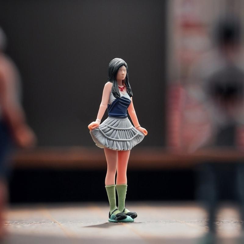 Cute Resin Miniature Girl Model In Bright Dress Perfect For Small Home Additions