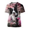 Summer Creative New Border Collie 3D Printed Fashionable Cute Dog Casual Round Neck Short Sleeve
