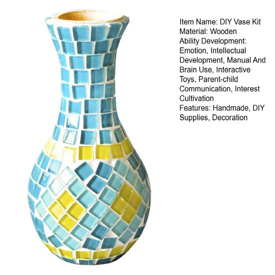 1 Set Handmade Mosaic Vase Kit with Wooden Vase Mosaic Tiles Tools Kids Adults Beginner Handcrafted