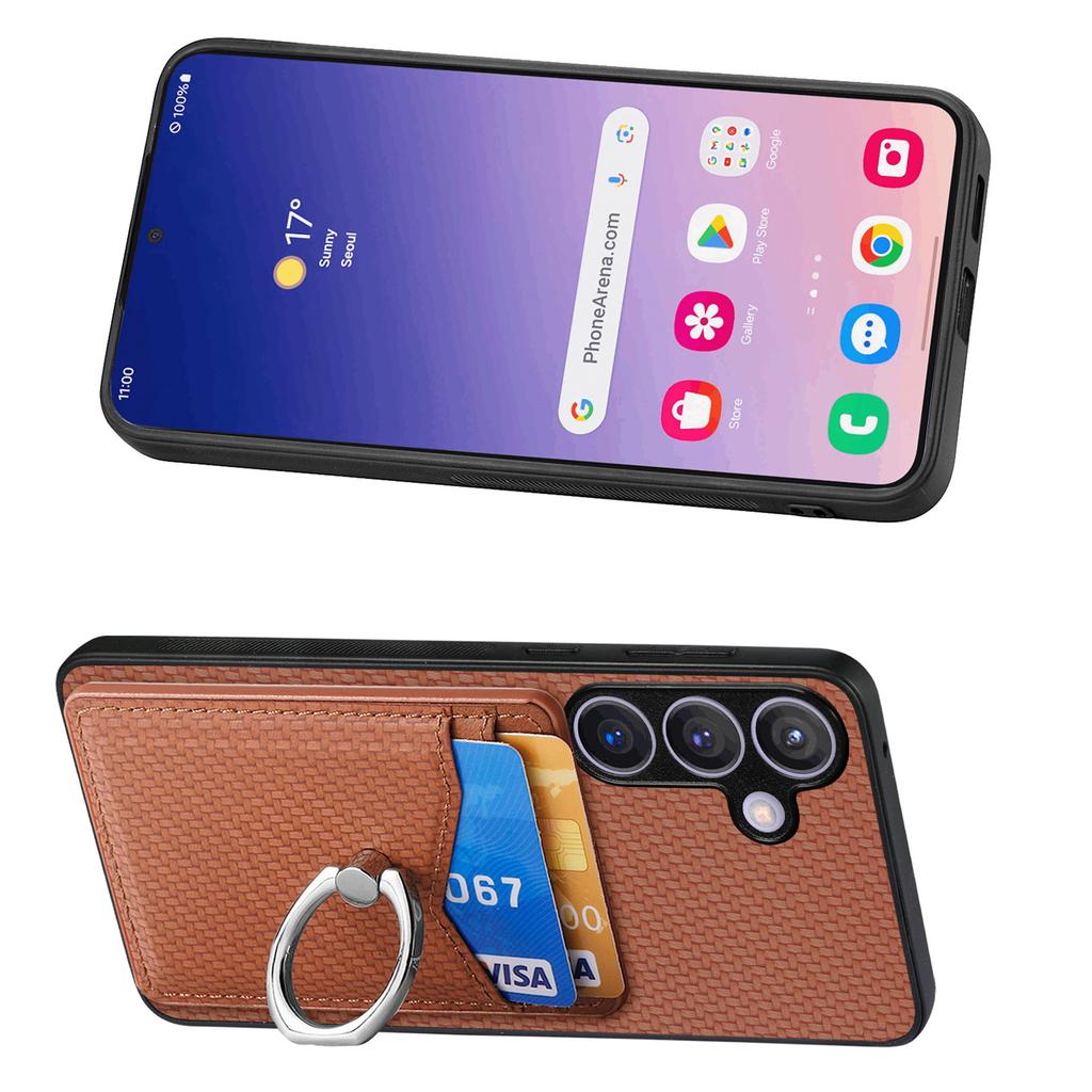 For Samsung Galaxy S25 Case Card Slots Ring Holder Kickstand Phone Cover