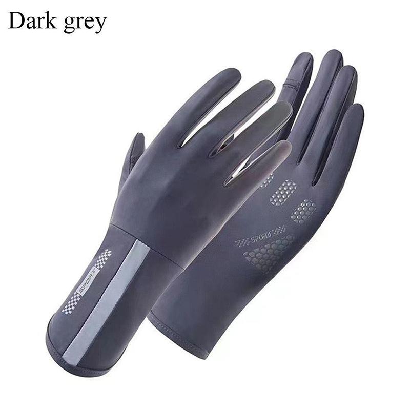 Summer Sunscreen Gloves Women Thin Ice Silk Anti-Ultraviolet Dew Finger Touch Screen Driving Riding Non-Slip Breathable Gloves