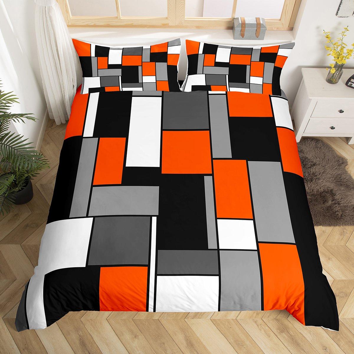 

Homewish Cyan Square Geometry Duvet Cover Set,Vintage Artwork Abstract Bedding Set,Chic Rectangle Bed Set DE XS 100x135cm 2pcs&set