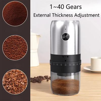 Bärbar Kaffekvarn Elektrisk USB Uppladdningsbar Hem Utomhus Mixers Professionell Justerbar Kaffebönor Malning för Köket
