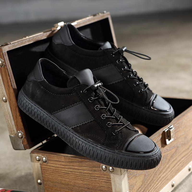 Brand Genuine Leather Men Casual Shoes Fashion Mens Sneakers Rubber Footwear Male Flats Luxury Black Shoes Design Comfortable