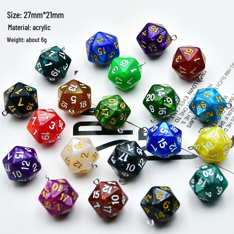 Cross-Border 20-Sided Acrylic Dice with Pearl Texture for Role-Playing DIY Accessories