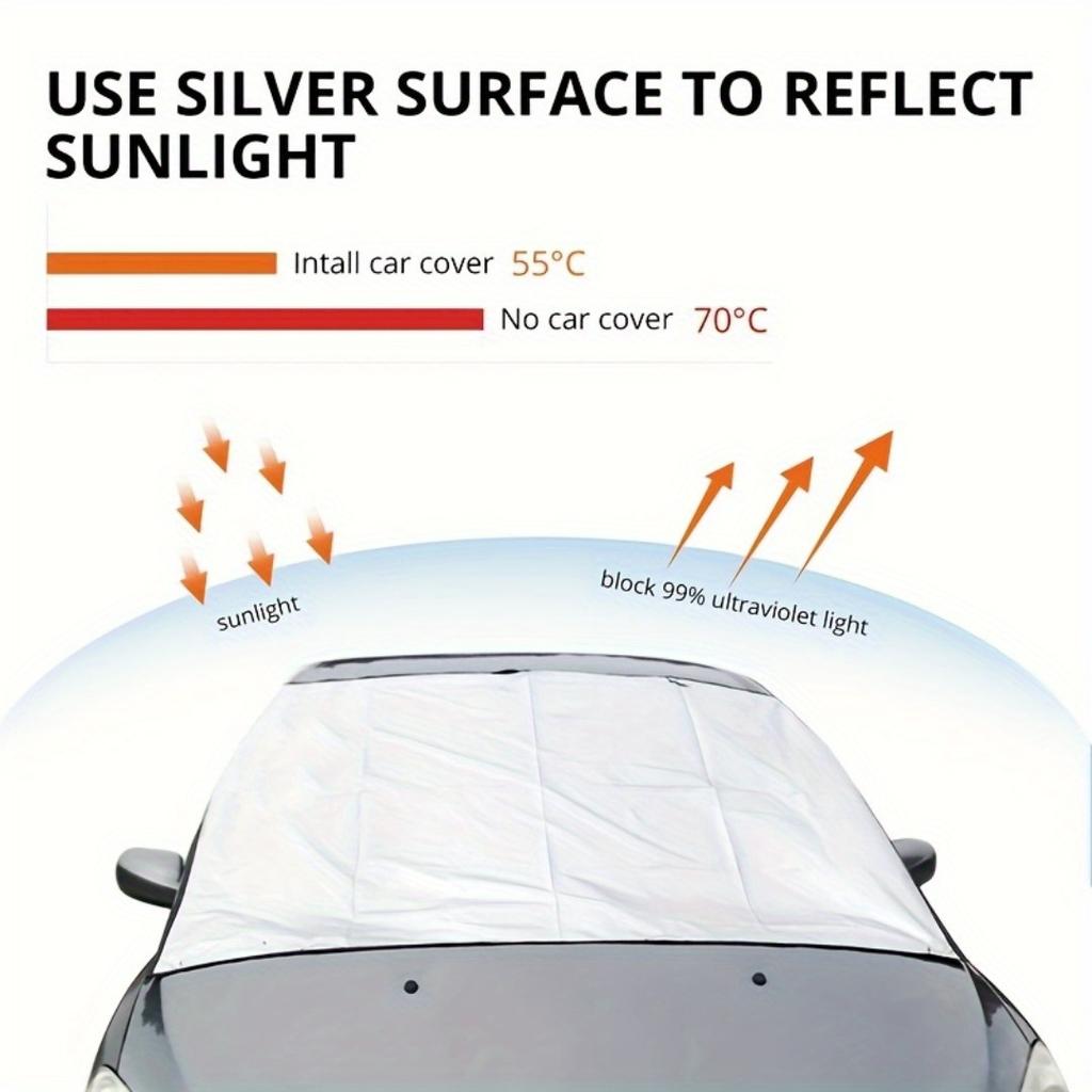 Universal Car Windshield Snow Cover - Frost Ice Rain Sun Protector for Most Cars SUVs 1PC Auto Windscreen ShieldWindshield Sunshades 1