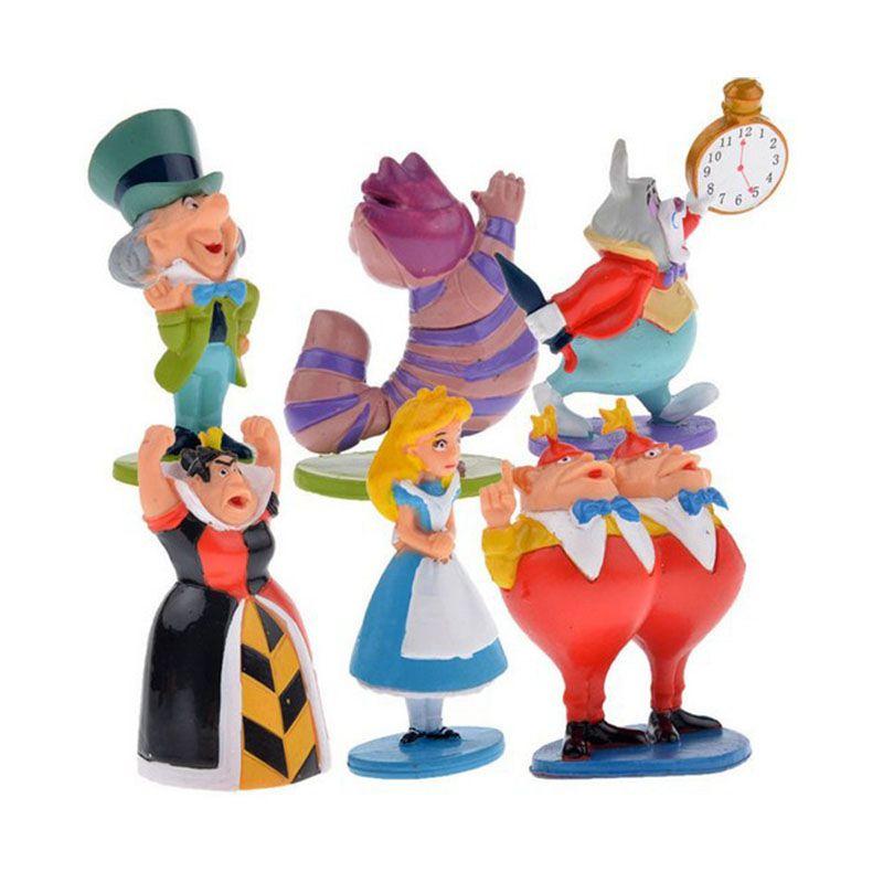 Anime Alice Cartoon In Wonderland Playset 6 Action Figure Cake Topper Toy Doll