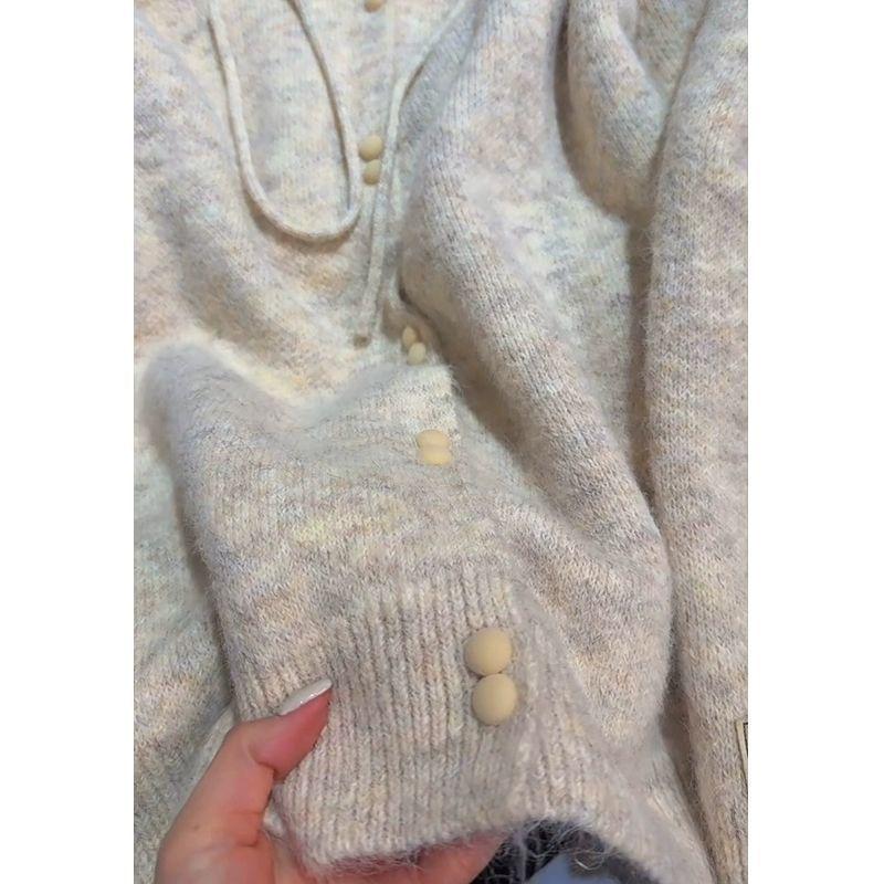 Sweet and Lazy Fashion Soft Waxy Milk Hooded Cardigan Sweater Women's 2024 New Winter Knitted Sweater