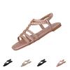 Women Bohemian Braided Flat Sandals Elastic Back Strap Casual Roman Beach Shoes Summer Footwear for Outdoor Walking and Daily Use