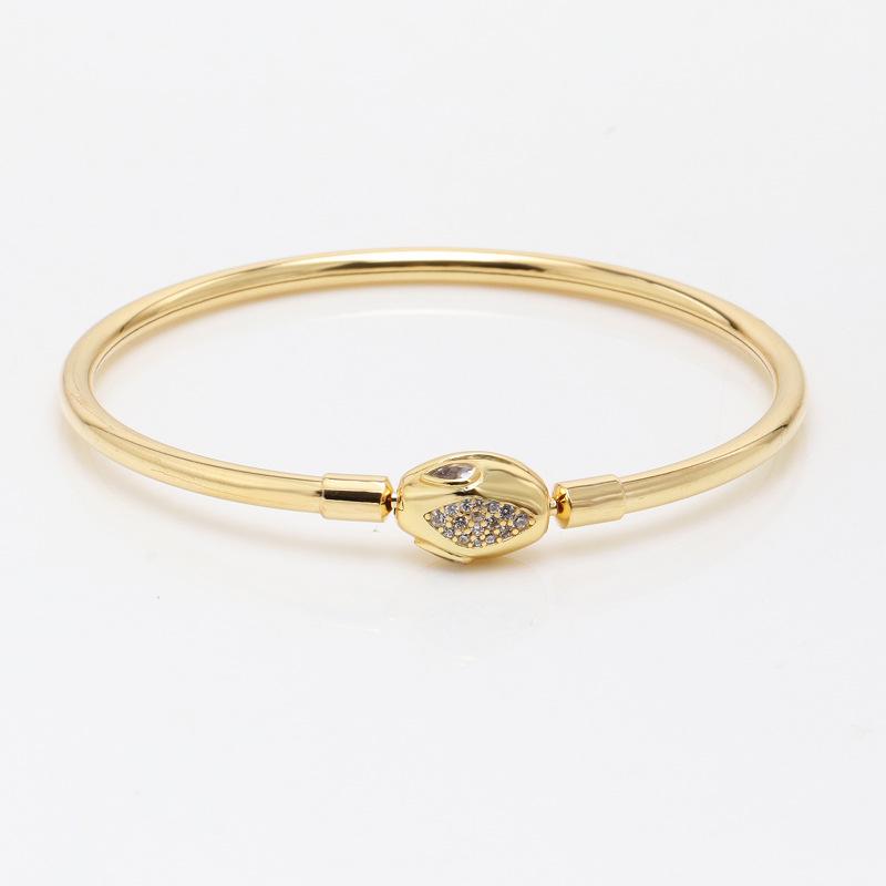 Pan Jia Gold Snake Buckle Zodiac Bracelet – Luxurious Snake Head Design, Ideal Gift for Best Friends 18 cm