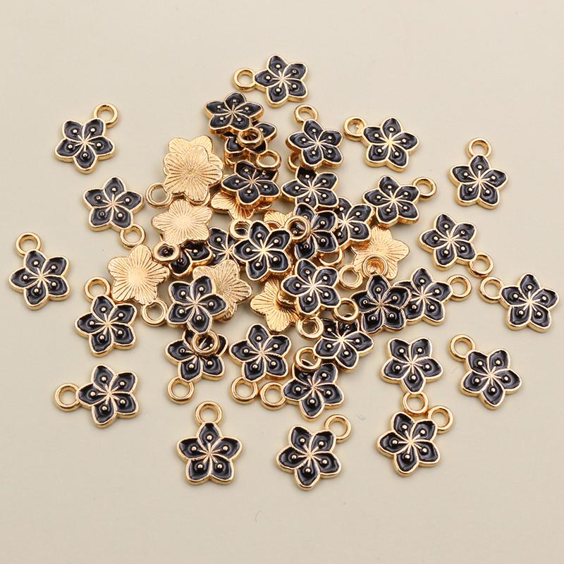 50Pcs 11x9mm Small Alloy Flower Charms Pendants Multi Colors For DIY Bracelet Necklaces Jewelry Making Accessories