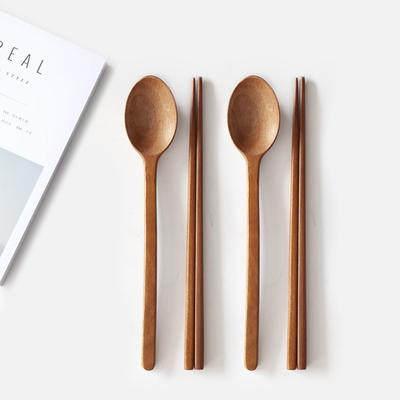 Ensemble de couverts simples en bois de jujubier Nicot, 2 ensembles, 2 cuillères + 2 baguettes, vaisselle populaire coréenne