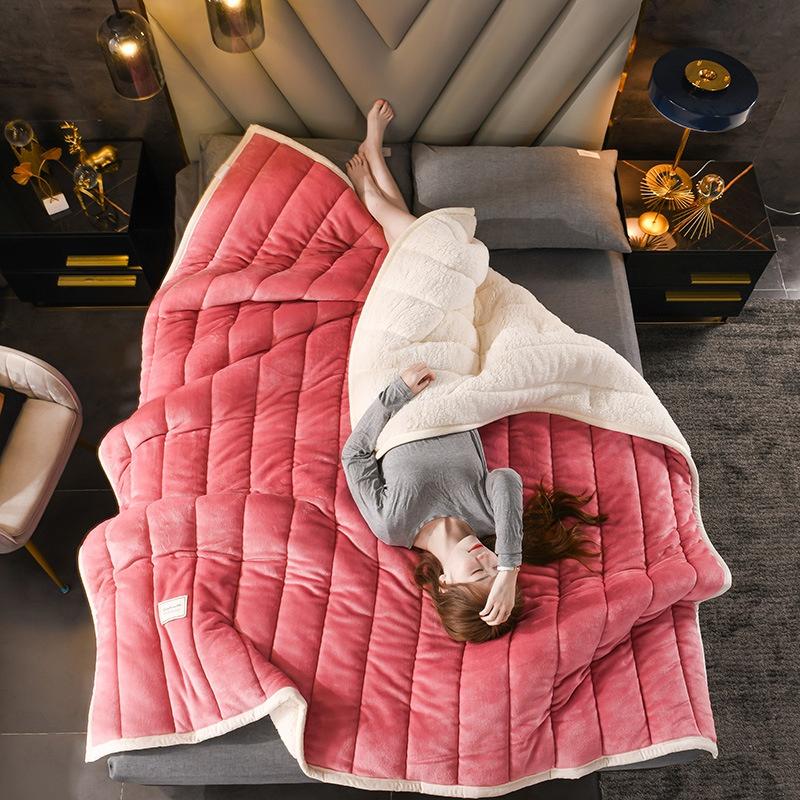 Zimní zateplená deka Třívrstvá laminovaná bavlněná kompozitní deka Zesílená Single Double Pohovka Povlak Deka Deka z jehněčí vlny