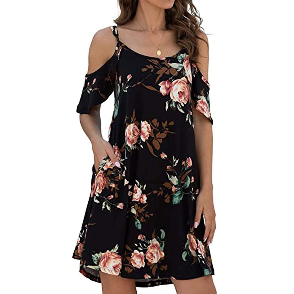 Robe Women Sexy Strapless Halter Strap Loose Short Casual Dress Sale Feida