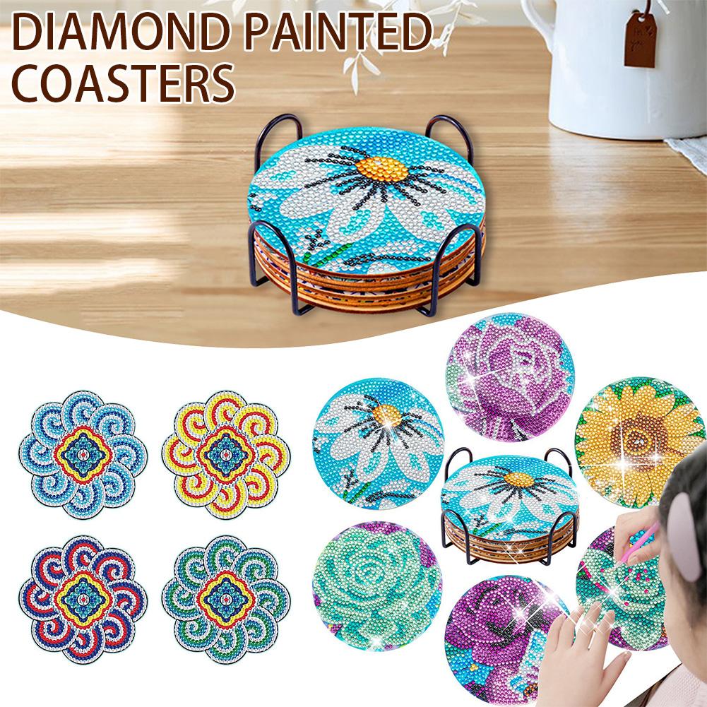 DIY Mehrfarbiges Diamond Painting Untersetzer-Set Multifunktionale Langlebige Tassenunterlage für Trinkgeschirr