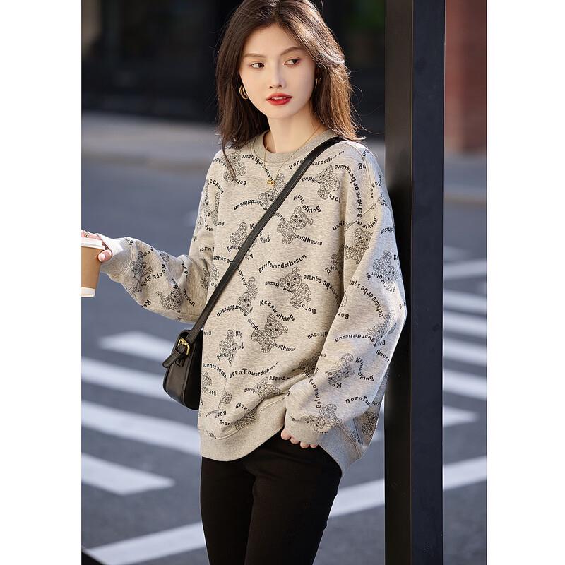 

Demana Women s Cartoon Letter Print Round Neck Sweatshirt S