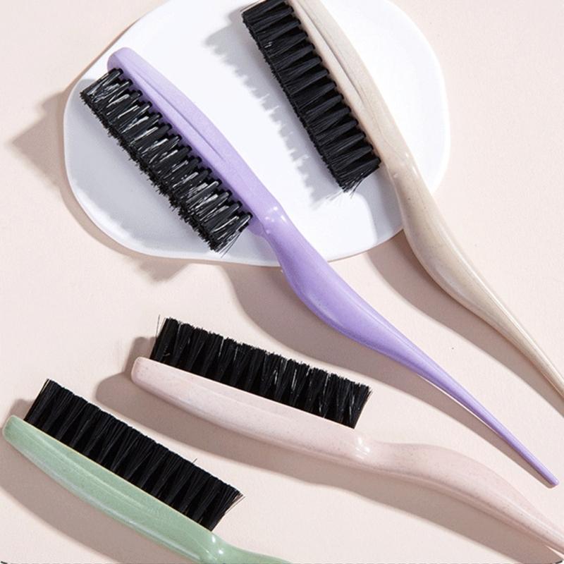 Nylon Bristles Teasing Hair Brush Slick Back Hair Brush with Rattail Pick Teasing Hairbrush for Sectioning and Parting
