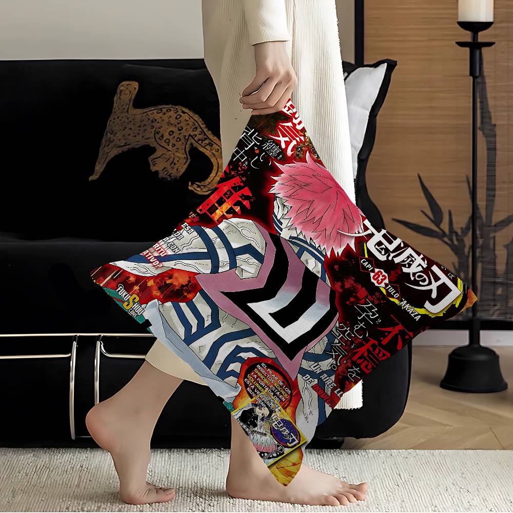 Japanese Anime Akaza D-Demon Slayer Cushion Cover Car Throw Pillow Case For Sofa Car Christmas Gift 40x40cm 45x45cm