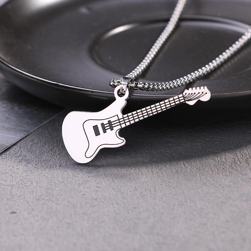 European and American Trendy Men's Street Mini Rock and Roll Guitar Pendant Fashion Necklace Jewelry for Women