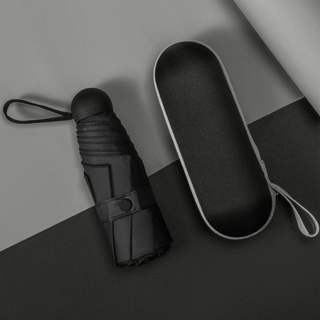 Kapsel Regenschirm Mini Taschenformat UV-beständig 2 Verwendung 5 Abschnitte 8 Kanten Outdoor-Zubehör Schwarz