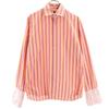 Striped Pattern Long Sleeve Shirt M Pink Double Cuffs Men's Used