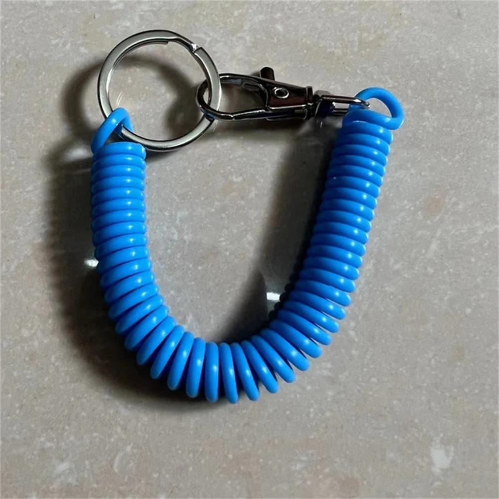 Colourful Retractable Spring Coil Keychain Anti-Lost Stretch Cord Safety Keyring With Metal Lobster Clasp For Girls Phone Wallet