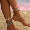 Boho Polymer Clay Braid Rope Bracelet Colorful Bohemian Beach Jewelry Cute Flower Bracelet  Women