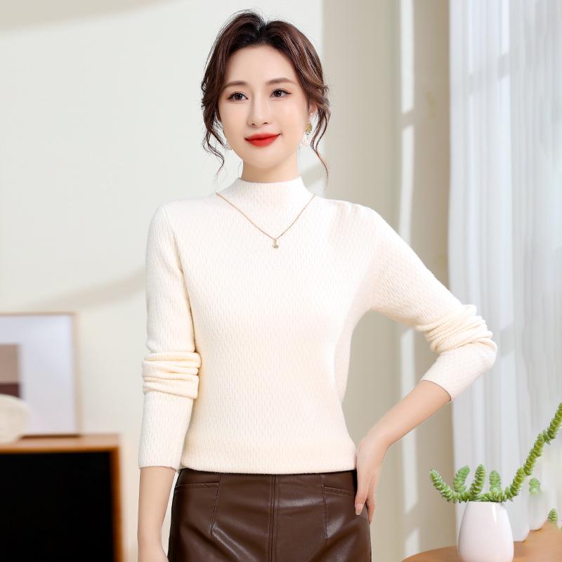 2024 Winter High Neck Knit Base Layer Sweater with Necklace