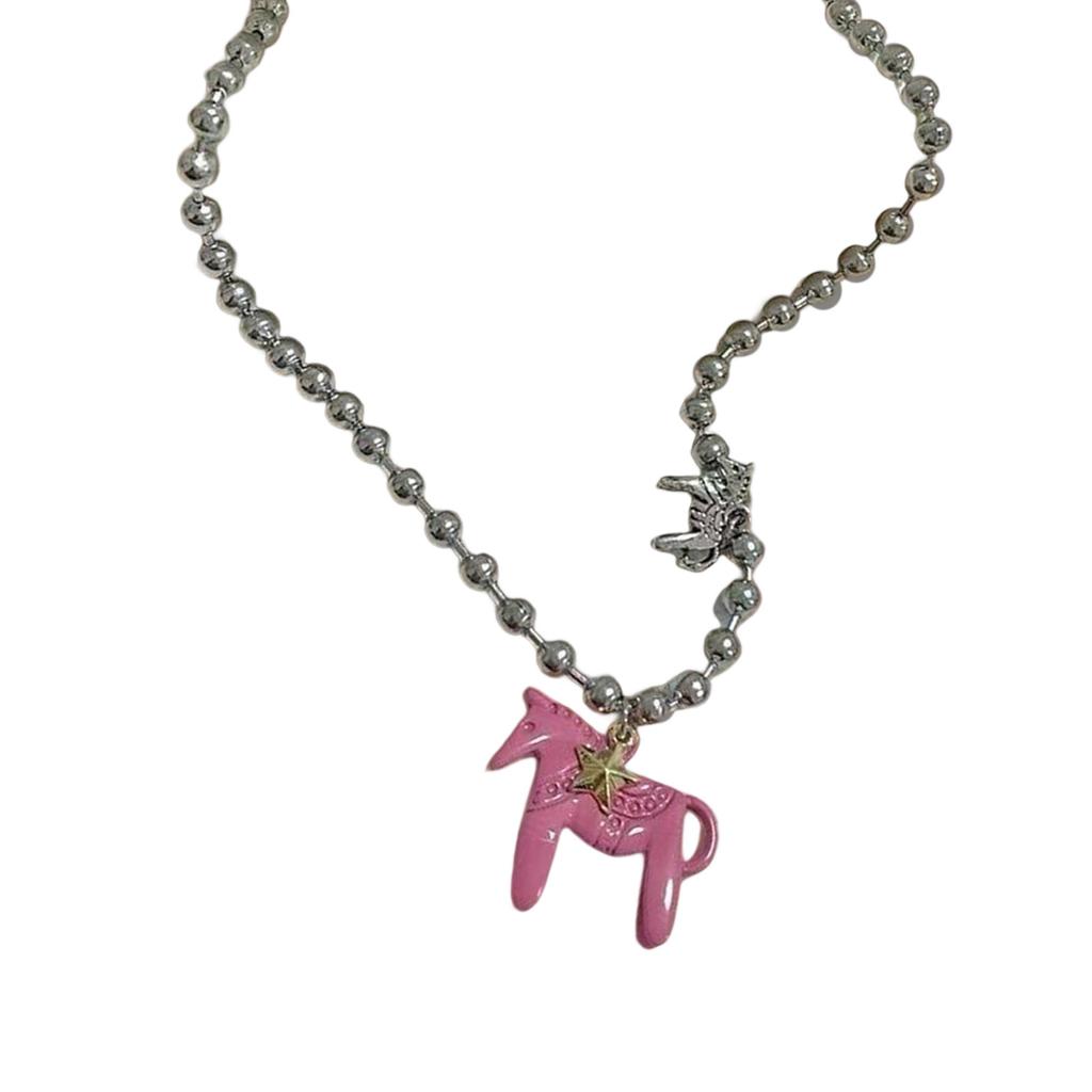 Elegant Foal Design Pendant Necklace Durable Alloy Jewelry For Women Daily Wear Gift Idea
