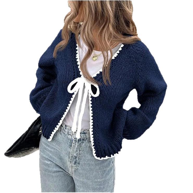 Women's Autumn/Winter Loose Tie-Up Knit Cardigan - Long Sleeve Sweater Top