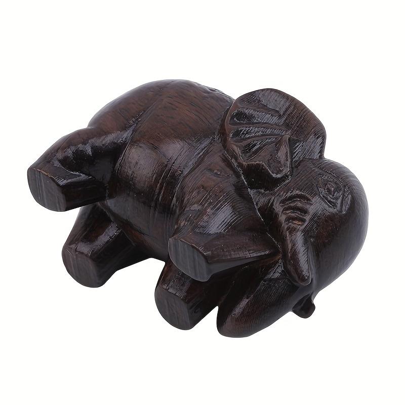 1/2pcs Wooden Elephant Figurines Craft, Carved Natural Stone, Mineral Crystal Mini Animals Statue