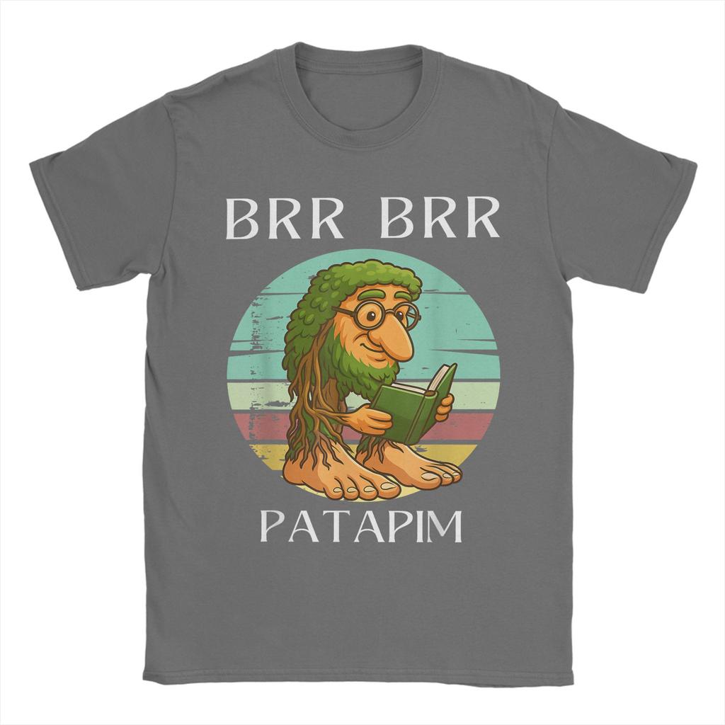 BRR Patapim Reading Book Funny Italian Brainrot Meme T Shirts for Men 100% Cotton T-Shirt Round Collar Tees Short Sleeve Clothes