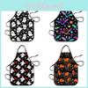 Halloween Ghost Pumpkin Bat Print Waterproof Apron For Cooking And Outdoor Barbecue