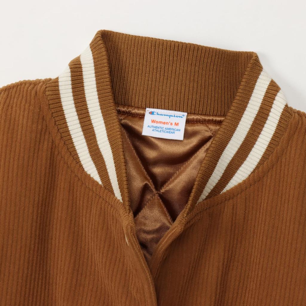 Champion Long Sleeve Graphic Logo Print Snap Jacket in Mocha Women's (CW-A603)