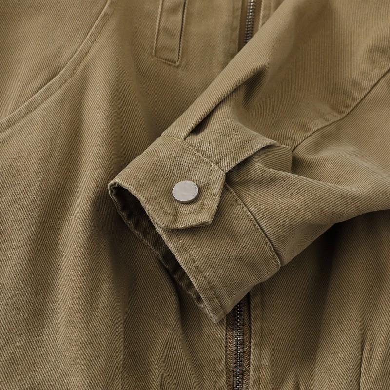 Unisex Vintage Streetwear Cotton Jacket Casual Oversized Zip-Up Outerwear