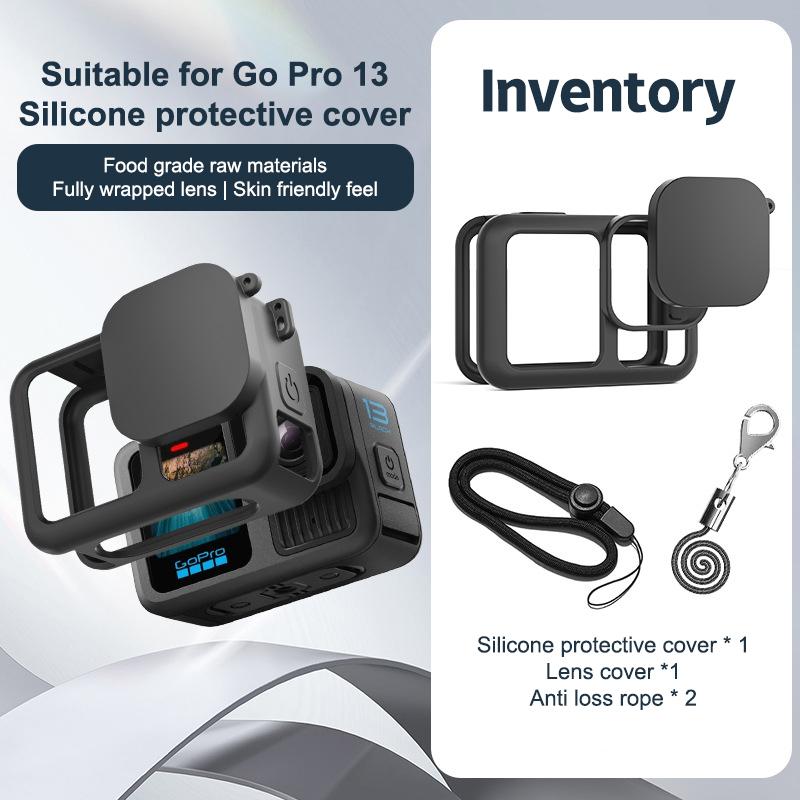 4Pc/Set Silicone Case For Gopro Hero 13 Camera Lens Protective Cover 1Set Glass Screen Protector Film Lens Cap Accessories Kit