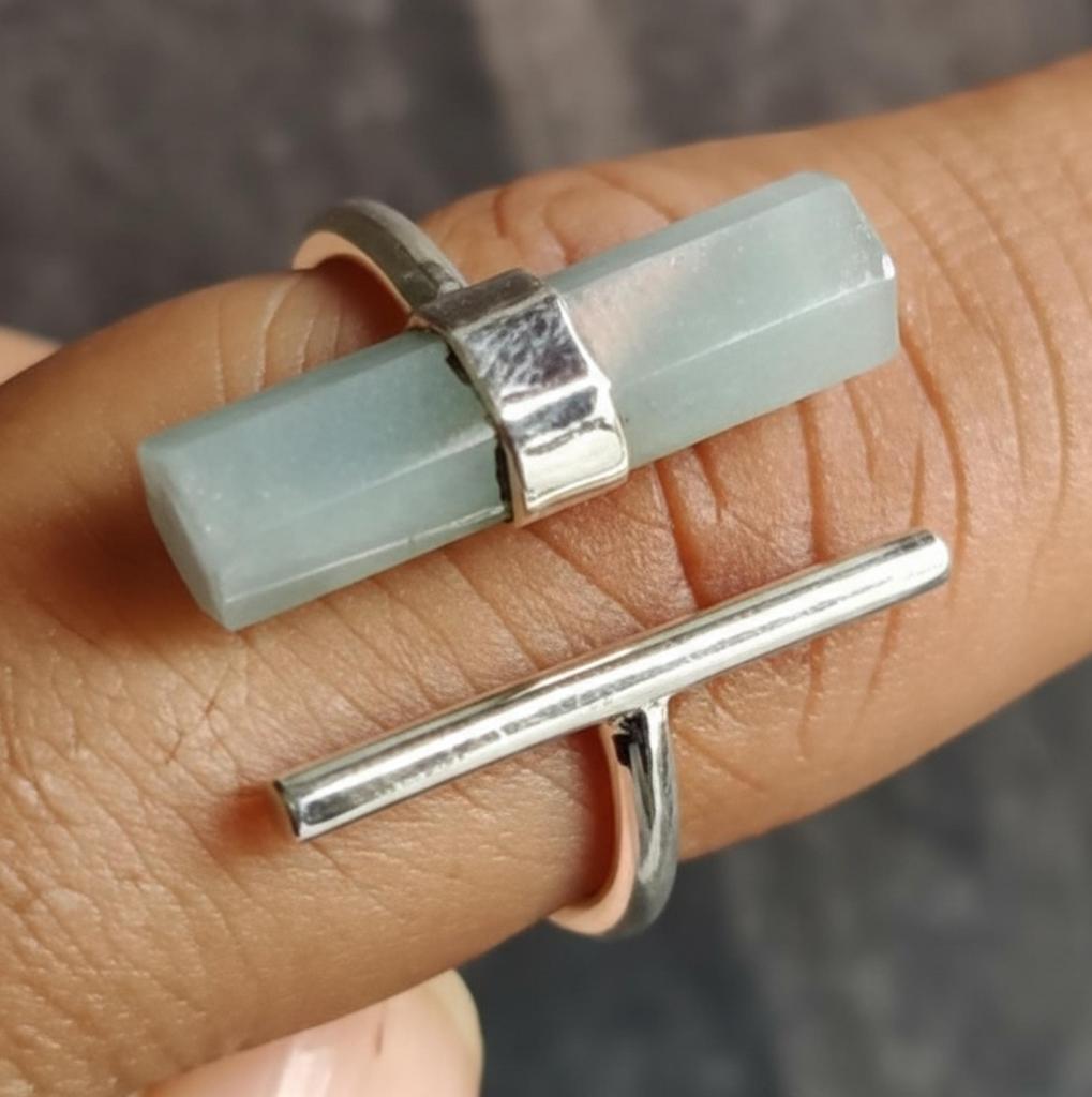 Raw Aquamarine Ring, Handmade Jewelry, 925 Solid Silver, Stick Gemstone, Statement Ring, Boho Ring, Adjustable Ring for Her
