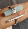 Raw Aquamarine Ring, Handmade Jewelry, 925 Solid Silver, Stick Gemstone, Statement Ring, Boho Ring, Adjustable Ring for Her