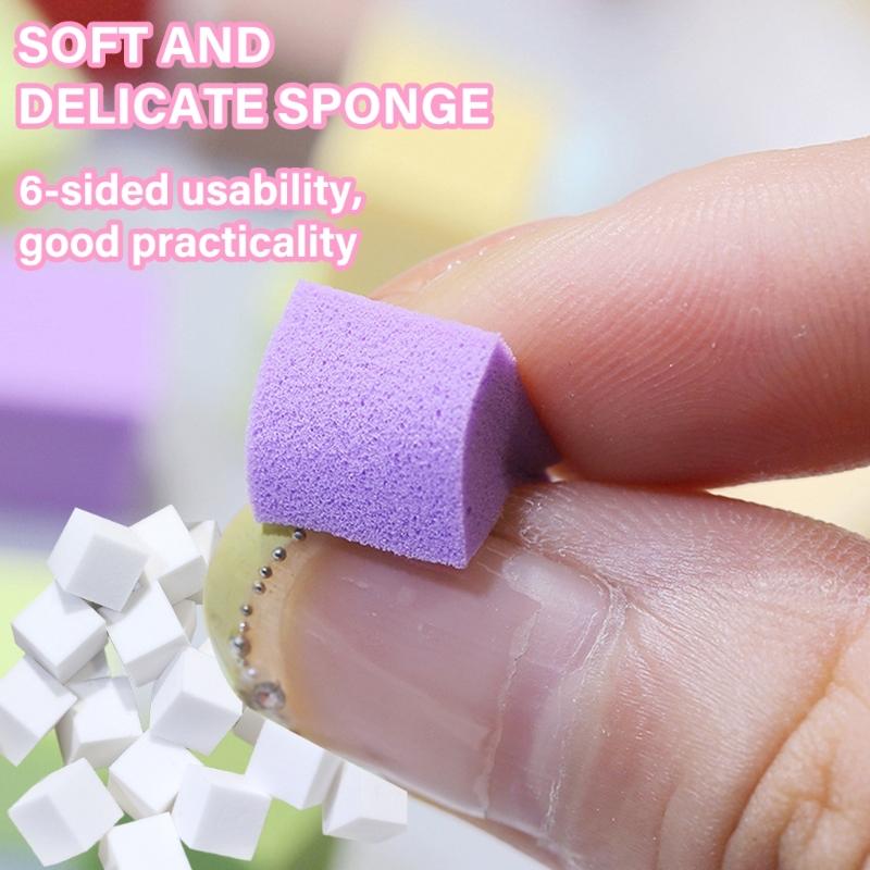100Pcs Nail Sponges for Gradient Soft Nail Art Sponges with Grabbing Pen Gradient Nail Brush for Nails Art Designs