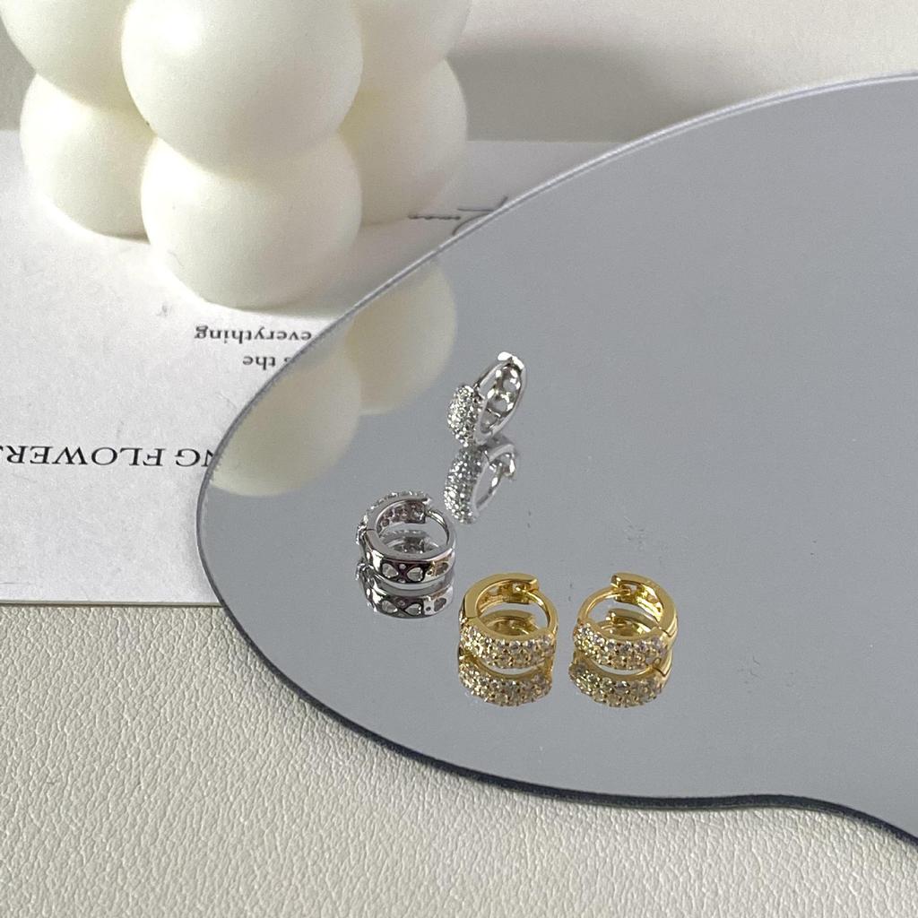 18K Gold Plated Sterling Silver Mini Ear Cuff with Blazing Zircon Hoop