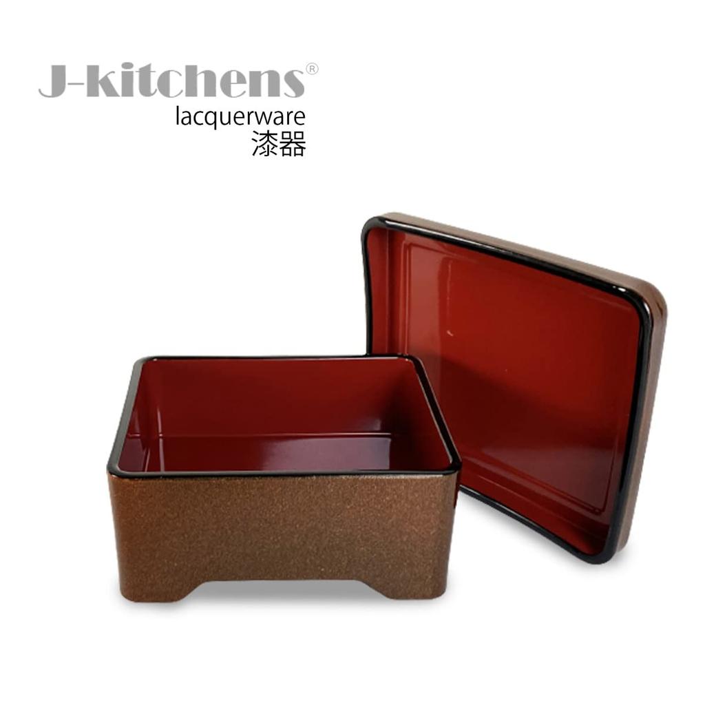 J-Kitchens Unagi Jubako Box, Kozukidon Jubako, Pear-Ground Gourd Design with Red Interior, 16.7cm X 14.3cm X 8cm, Made In Japan (89)